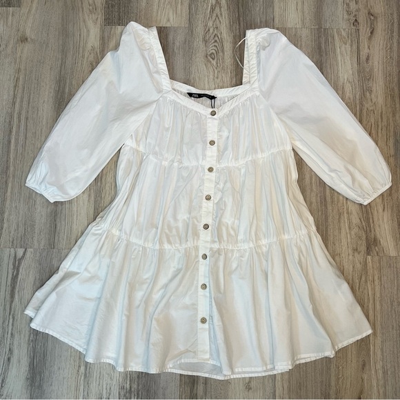 Zara White Long Sleeve Dress - Picture 2 of 9
